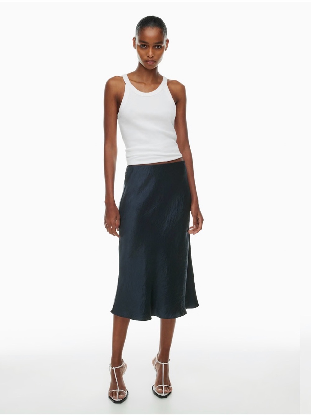 Babaton Midi Slip Skirt (Midnight color)
